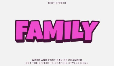 Aile metin efekti şablonu 3d biçiminde