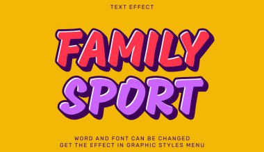 Parlak sarı arka planda renkli aile sporu metin efekti