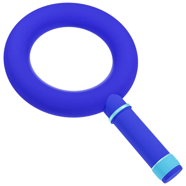 Render Blue Magnifying Glass Isolated White — Stock Photo, Image