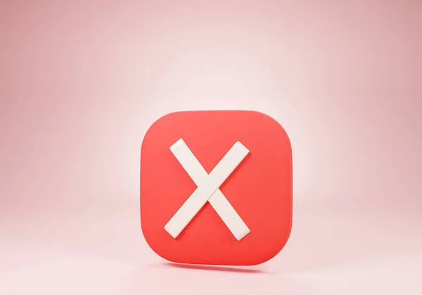  3d render of cross mark icon with pink background