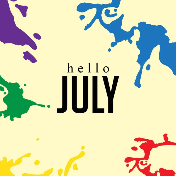 Hoş Geldiniz Temmuz Merhaba Temmuz Vektör Geçmişi Kart Afiş Poster — Stok Vektör