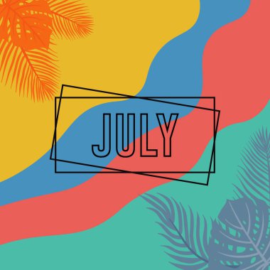 Hoş geldiniz Temmuz. Merhaba Temmuz vektör geçmişi. Kart, afiş ya da poster için uygun.