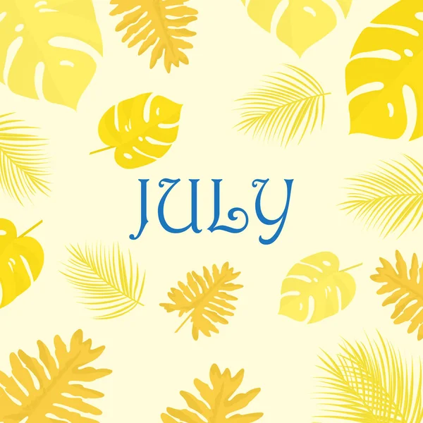 Welcome July Hello July Background Suitable Card Banner Poster — стоковый вектор