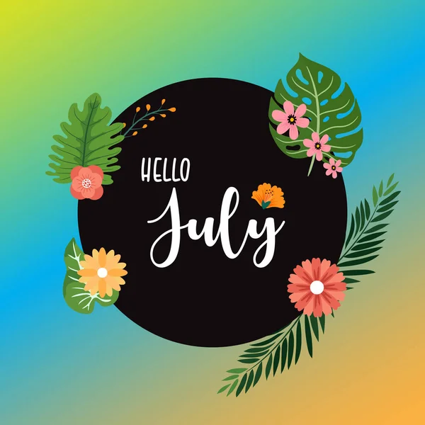 Bem Vindo July Hello Julho Vetor Background Suitable Para Cartão — Vetor de Stock