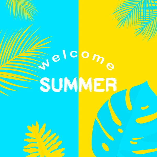 Ciao Estate Vettoriale Illustrazione Benvenuto Summer Suitable Carta Banner Poster — Vettoriale Stock