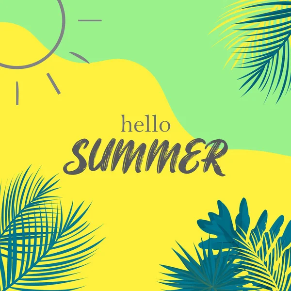 夏天矢量图解 欢迎夏天 适用于卡片 横幅或海报 — 图库矢量图片