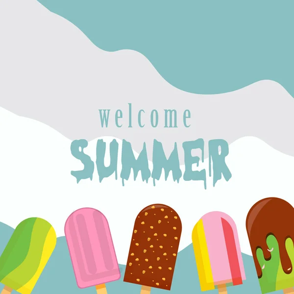Witam Lato Wektor Ilustracji Witamy Summer Suitable Dla Karty Baner — Wektor stockowy