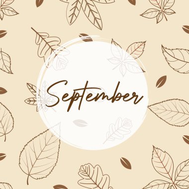Merhaba Eylül tember.Septembervector 'ın arka planına hoş geldiniz. Kart, pankart ya da poster için uygun.