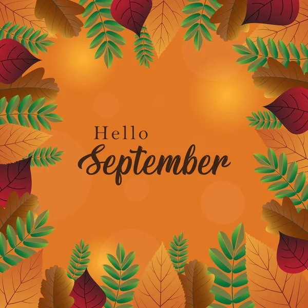 Hola September Welcome Septembervector Background Suitable Para Tarjeta Banner Cartel — Vector de stock