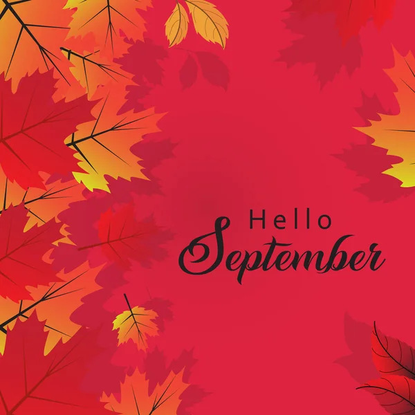 Hello September Welcome Septembervector Background Suitable Card Banner Poster — Stock Vector