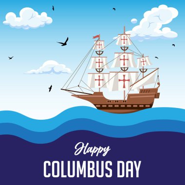 Columbus Günü vektör çizimi. Kart, pankart ya da poster için uygun