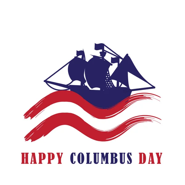 Boldog Columbus Nap Vektor Illusztráció Alkalmas Kártya Banner Vagy Poszter — Stock Vector