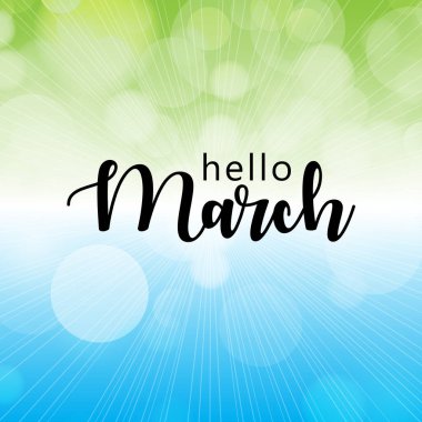  Merhaba March vektör arkaplan çizimi. Kart, pankart veya poster için uygundur.