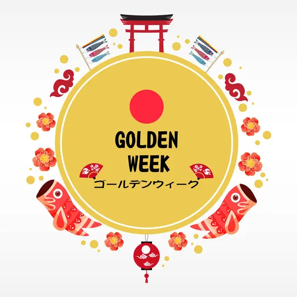 stock vector Golden week vector illustration.  also known as Golden Week which is a holiday period in Japan from 29 April to 5 May containing multiple public holidays