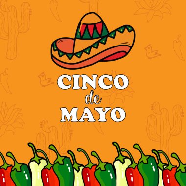 Cinco de Mayo vektör illüstrasyon arka planı. Kart, pankart ya da poster için uygun