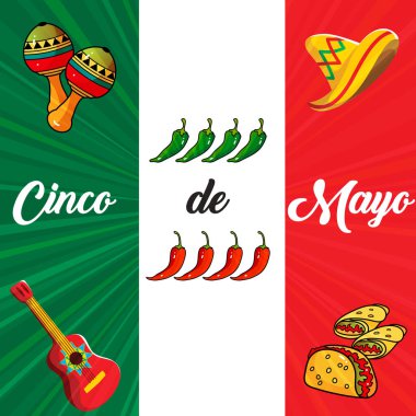 Cinco de Mayo vektör illüstrasyon arka planı. Kart, pankart ya da poster için uygun