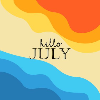 Merhaba Temmuz vektör illüstrasyon arka planı. Kart, pankart ya da poster için uygun.