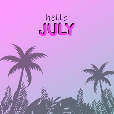 Merhaba Temmuz vektör illüstrasyon arka planı. Kart, pankart ya da poster için uygun.