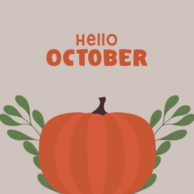 Merhaba Ekim vektör arkaplan illüstrasyonu. Kart, pankart veya poster için uygundur.