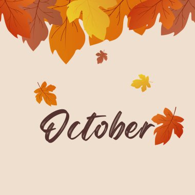 Merhaba Ekim vektör arkaplan illüstrasyonu. Kart, pankart veya poster için uygundur.