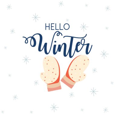 Merhaba kış vektörü arka planı. Kart, pankart veya poster için uygundur.