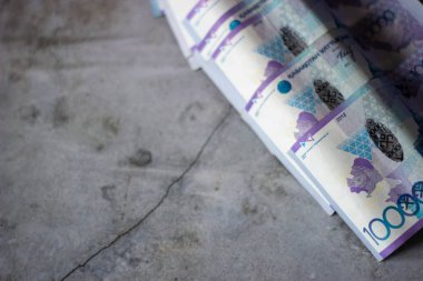 Kazak parası. Yakın çekim faturaları. 10 dolar nakit. Yüksek kalite fotoğraf