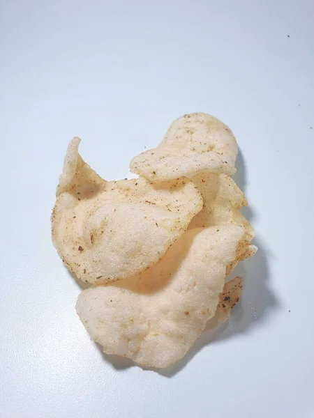 Fried Crackers Kerupuk Isolated White Background — Stock Photo, Image