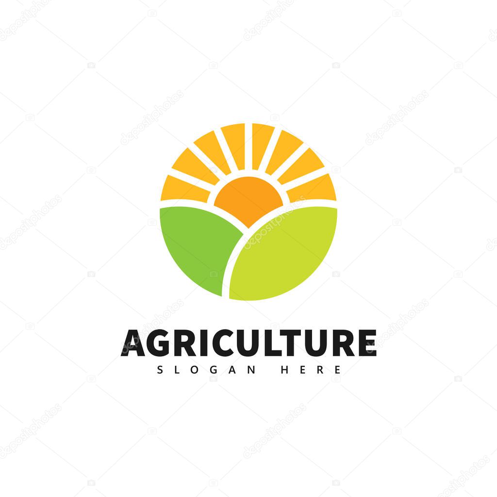 Bright Sunrise Over Fields - Agriculture Logo Design