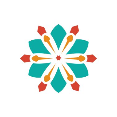 İslami geometrik. Mandala şeklinde dairesel desen. Doğu deseni, İslam, Arapça, Hintçe, Türkçe, Çince, Çince motifler