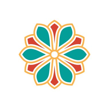 İslami geometrik. Mandala şeklinde dairesel desen. Doğu deseni, İslam, Arapça, Hintçe, Türkçe, Çince, Çince motifler