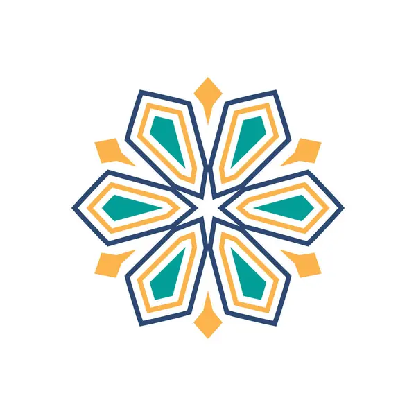 İslami geometrik. Mandala şeklinde dairesel desen. Doğu deseni, İslam, Arapça, Hintçe, Türkçe, Çince, Çince motifler