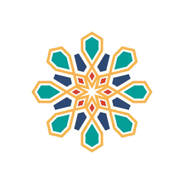 İslami geometrik. Mandala şeklinde dairesel desen. Doğu deseni, İslam, Arapça, Hintçe, Türkçe, Çince, Çince motifler