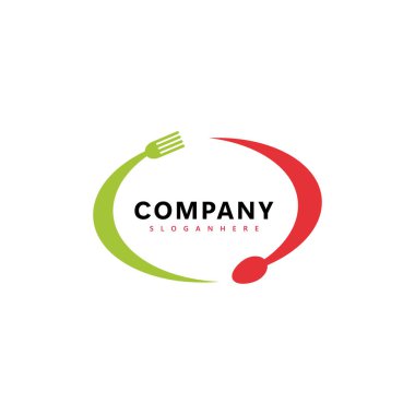Kaşık, Çatal ve Dairesel Tasarımlı Modern Gıda Logosu