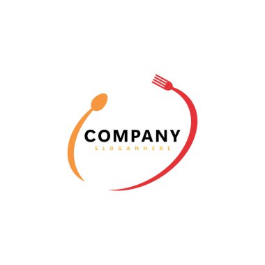 Kaşık, Çatal ve Dairesel Tasarımlı Modern Gıda Logosu