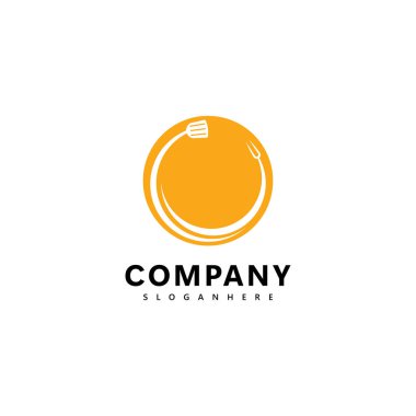 Kaşık, Çatal ve Dairesel Tasarımlı Modern Gıda Logosu