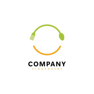 Kaşık, Çatal ve Dairesel Tasarımlı Modern Gıda Logosu