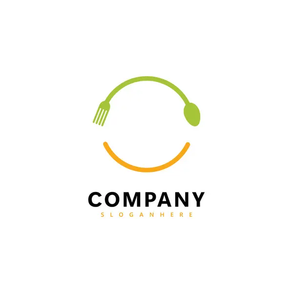 Kaşık, Çatal ve Dairesel Tasarımlı Modern Gıda Logosu