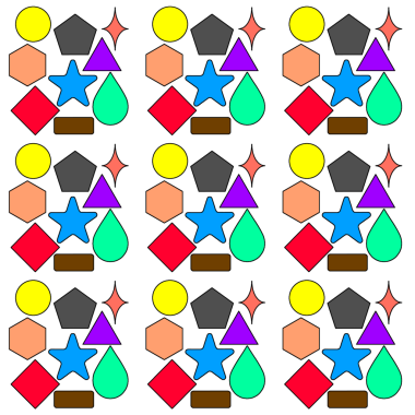 Yıldızlı altı renkli düz simge seti.