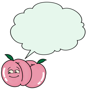 Konuşma baloncuklu elma çizgi film karakterinin vektör çizimi