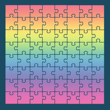 Gökkuşağı arkaplanındaki vektör bulmacası parçaları, dosyaları siler.