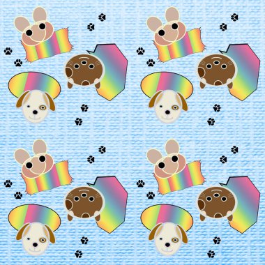 Çizgi filmlerdeki sevimli köpeklerle kusursuz desen