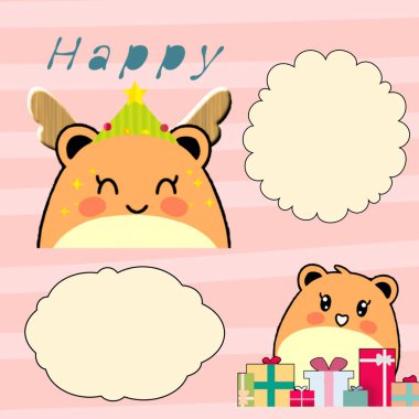 Mutlu Paskalya kartları içinde şirin çizgi film hayvanları vektör çizimleri olan.