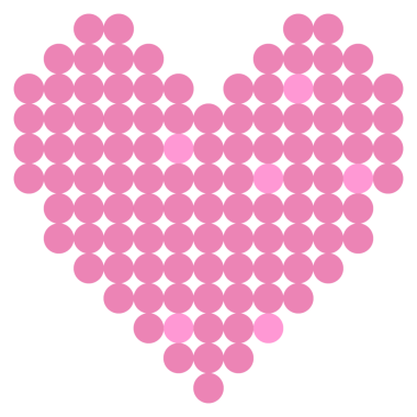 Beyaz arka planda pembe kalplerden yapılmış bir kalp. aşk konsepti