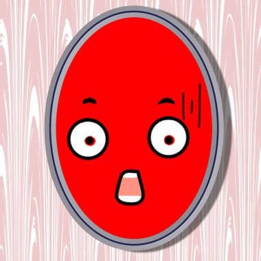 Kırmızı gözlü karikatür yüz ifadesi. resimleme