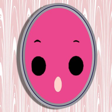 Pembe ve siyah rengin çizgi film yüzü.