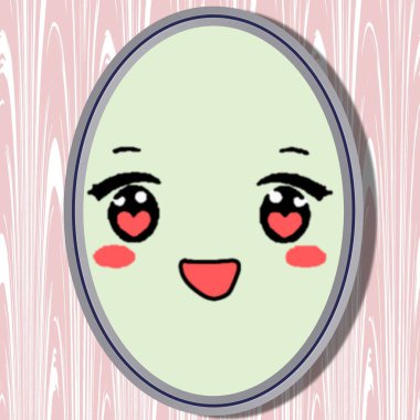 Şirin gülümseyen kawaii çizgi filminin yüzü