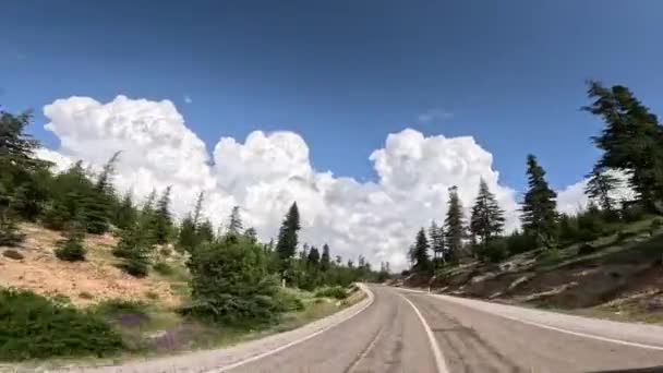 Road Trip Voiture Long Des Routes Montagne Serpentines Turquie 60Fps — Video