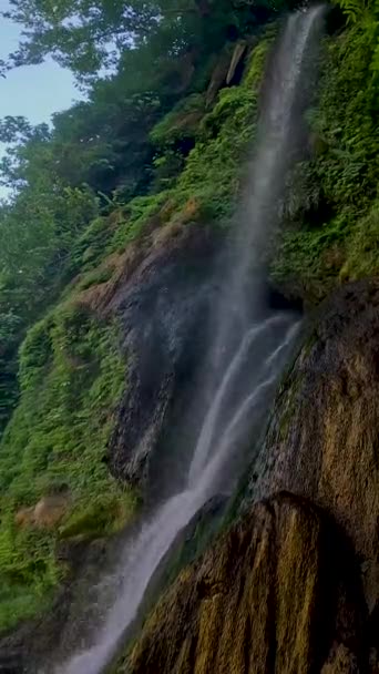 Bela Natureza Turquia Cachoeira Sunturas Árvores Verdes Ramo Pairar Sobre — Vídeo de Stock