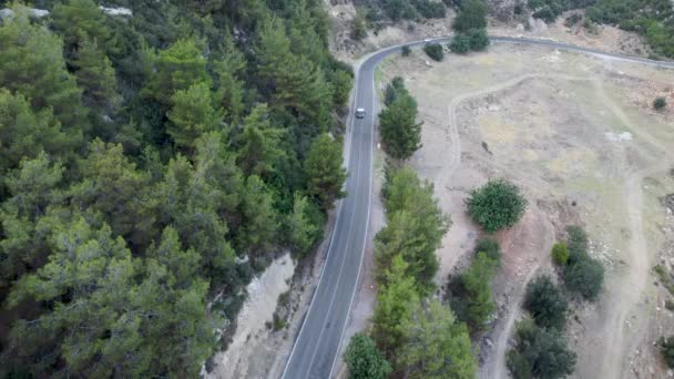 Aereo Drone Vista Panoramica Della Strada Asfaltata Monti Turchia Filmati — Video Stock