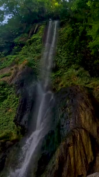 Beautiful Nature Turkey Waterfall Sunturas Green Trees Branch Hang Water — Stock Video